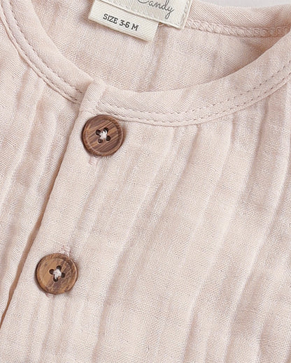 Cot & Candy Baby Petal Pink Romper-Solid-Organic Muslin-For Infants