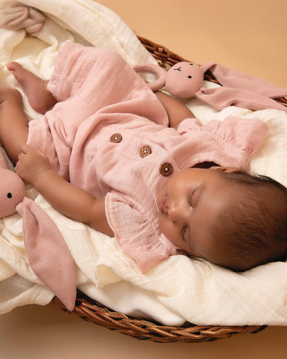 Cot & Candy Baby Blush Pink Romper-Solid-Organic Muslin-For Infants