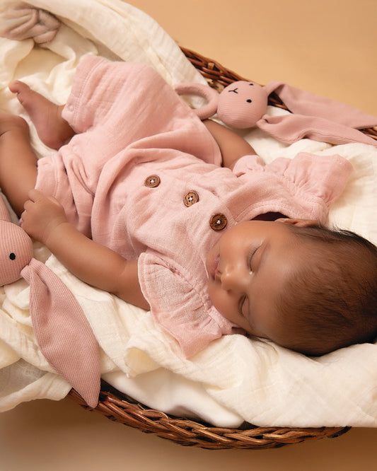 Cot & Candy Baby Blush Pink Romper-Solid-Organic Muslin-For Infants