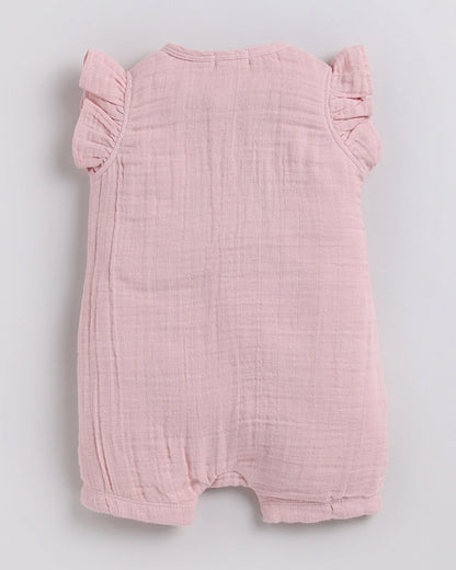 Cot & Candy Baby Blush Pink Romper-Solid-Organic Muslin-For Infants