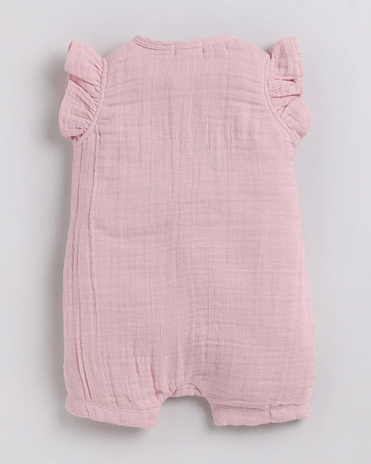 Cot & Candy Baby Blush Pink Romper-Solid-Organic Muslin-For Infants