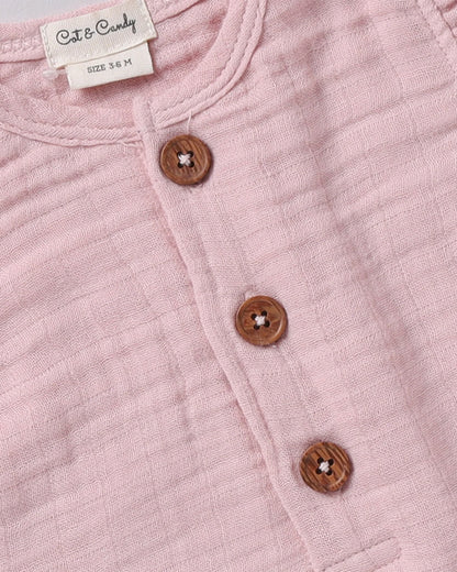 Cot & Candy Baby Blush Pink Romper-Solid-Organic Muslin-For Infants