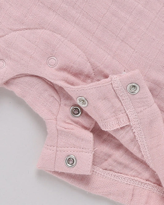 Cot & Candy Baby Blush Pink Romper-Solid-Organic Muslin-For Infants