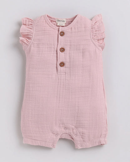 Cot & Candy Baby Blush Pink Romper-Solid-Organic Muslin-For Infants