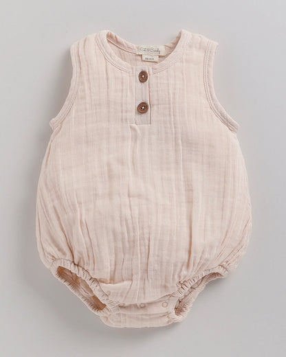 Cot & Candy Baby Petal Pink Bubble Romper-Solid-Organic Muslin-For Infants