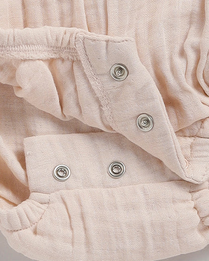 Cot & Candy Baby Petal Pink Bubble Romper-Solid-Organic Muslin-For Infants