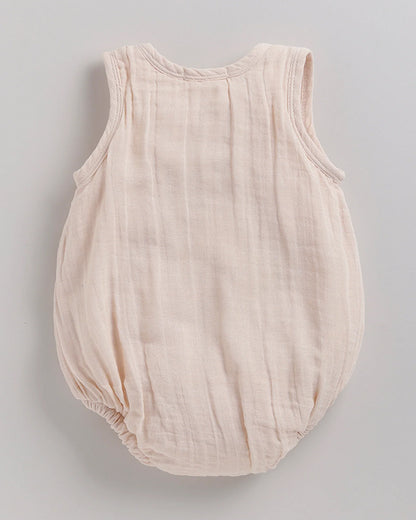 Cot & Candy Baby Petal Pink Bubble Romper-Solid-Organic Muslin-For Infants