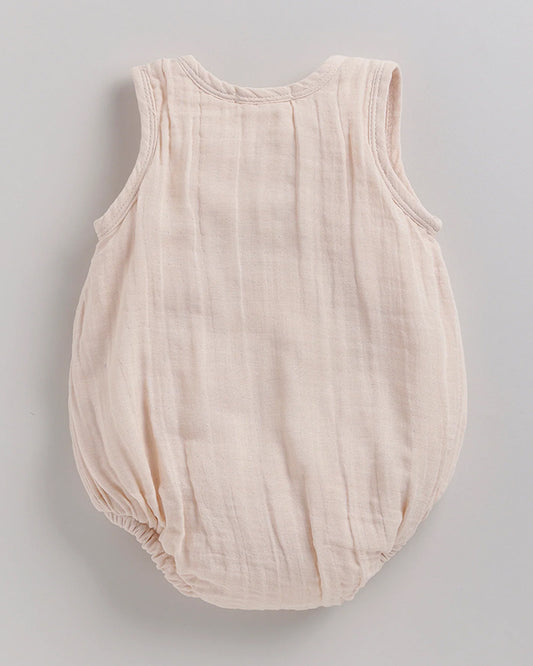 Cot & Candy Baby Petal Pink Bubble Romper-Solid-Organic Muslin-For Infants