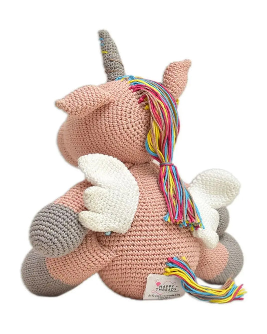 Happy Threads Bubblegum Unicorn Soft Toy-Easily Washable-Plush Cuddly Toy-6M+