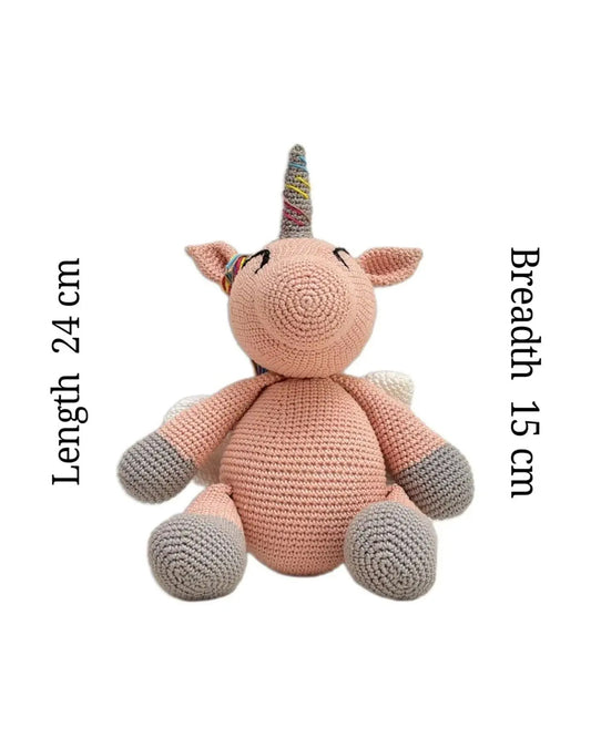 Happy Threads Bubblegum Unicorn Soft Toy-Easily Washable-Plush Cuddly Toy-6M+