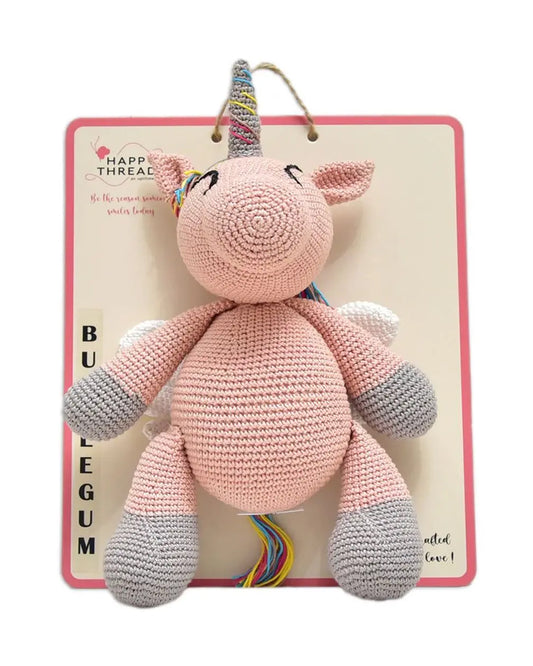 Happy Threads Bubblegum Unicorn Soft Toy-Easily Washable-Plush Cuddly Toy-6M+