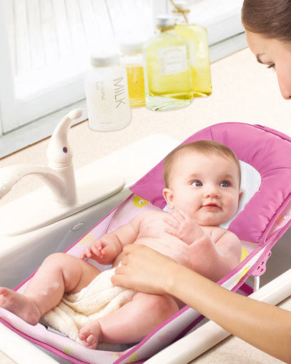 Mastela Deluxe Baby Bather-With 3 Position Recline & Padded Head Rest-0 to 6M-Pink Dolphin