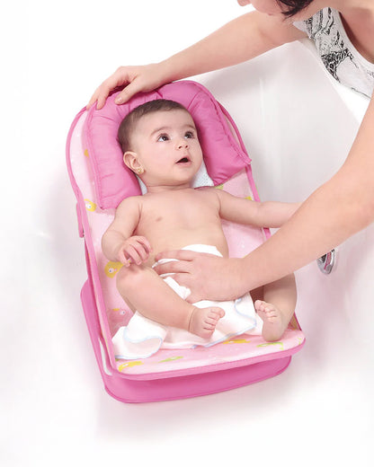 Mastela Deluxe Baby Bather-With 3 Position Recline & Padded Head Rest-0 to 6M-Pink Dolphin