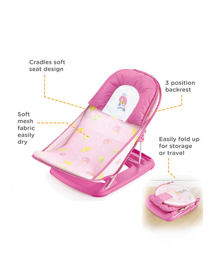Mastela Deluxe Baby Bather-With 3 Position Recline & Padded Head Rest-0 to 6M-Pink Dolphin
