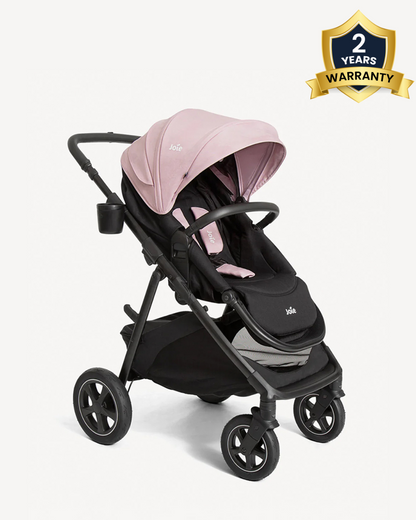 Joie Hazel Baby Stroller-Height Adjustable Seat & Parent Handle Bar-Reversible & Flat Reclining Seat-Car Seat Compatible-2 Years Warranty-For 0 to 4Y (Upto 22 kg)-Blush