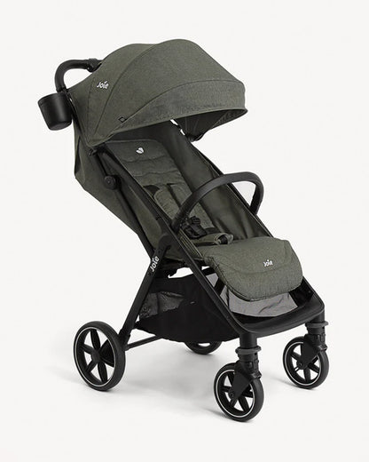 Joie Nutmeg Cabin Friendly Stroller-One Hand Fold-Near Flat Reclining Seat-Car Seat Compatible-2 Years Warranty-For 0 to 4Y (Upto 22 Kg)-Evergreen
