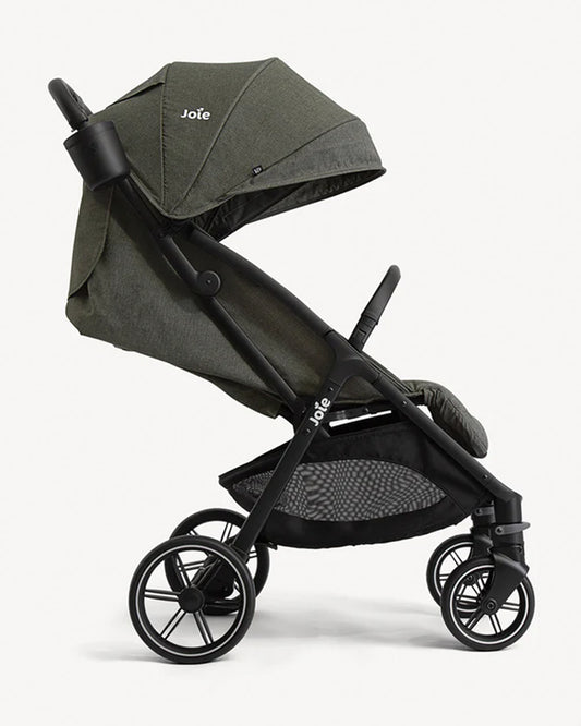 Joie Nutmeg Cabin Friendly Stroller-One Hand Fold-Near Flat Reclining Seat-Car Seat Compatible-2 Years Warranty-For 0 to 4Y (Upto 22 Kg)-Evergreen