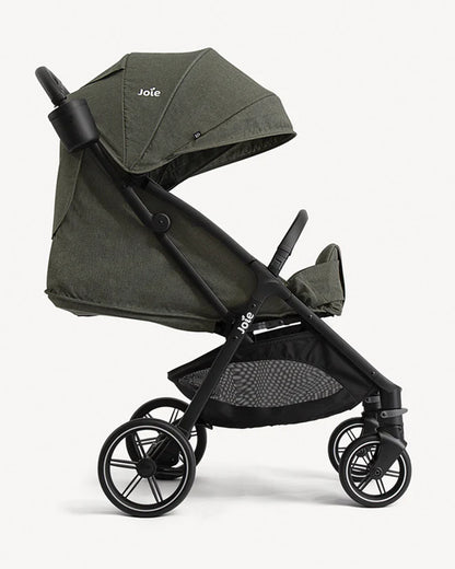 Joie Nutmeg Cabin Friendly Stroller-One Hand Fold-Near Flat Reclining Seat-Car Seat Compatible-2 Years Warranty-For 0 to 4Y (Upto 22 Kg)-Evergreen