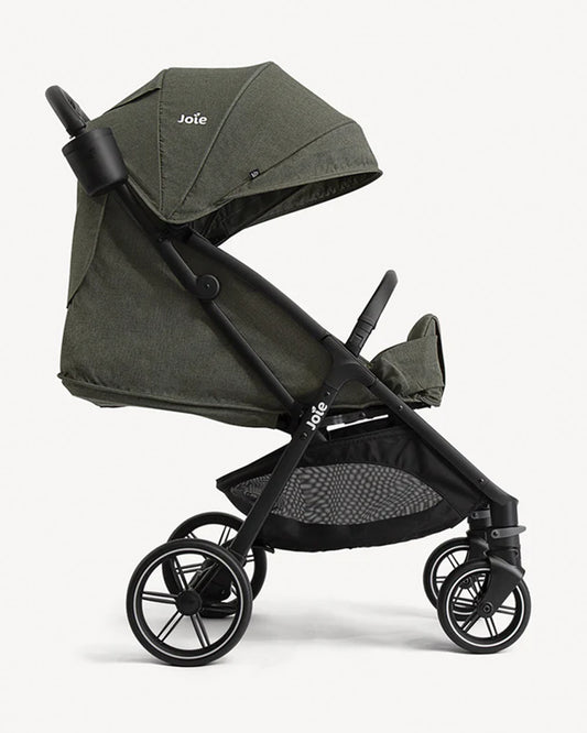 Joie Nutmeg Cabin Friendly Stroller-One Hand Fold-Near Flat Reclining Seat-Car Seat Compatible-2 Years Warranty-For 0 to 4Y (Upto 22 Kg)-Evergreen