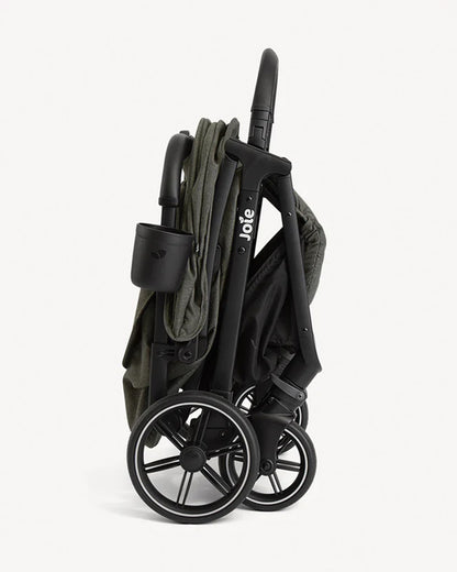 Joie Nutmeg Cabin Friendly Stroller-One Hand Fold-Near Flat Reclining Seat-Car Seat Compatible-2 Years Warranty-For 0 to 4Y (Upto 22 Kg)-Evergreen