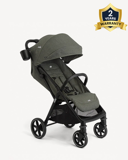 Joie Nutmeg Cabin Friendly Stroller-One Hand Fold-Near Flat Reclining Seat-Car Seat Compatible-2 Years Warranty-For 0 to 4Y (Upto 22 Kg)-Evergreen