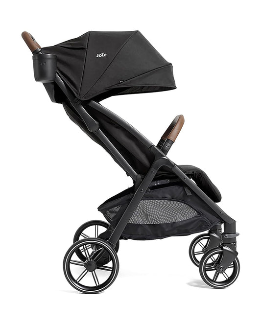 Joie Nutmeg Cabin Friendly Stroller-One Hand Fold-Near Flat Reclining Seat-Car Seat Compatible-2 Years Warranty-For 0 to 4Y (Upto 22 Kg)-Shale