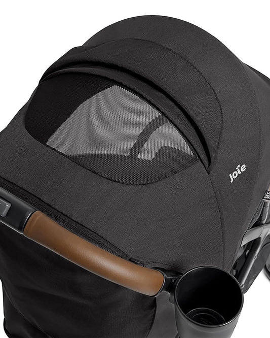 Joie Nutmeg Cabin Friendly Stroller-One Hand Fold-Near Flat Reclining Seat-Car Seat Compatible-2 Years Warranty-For 0 to 4Y (Upto 22 Kg)-Shale