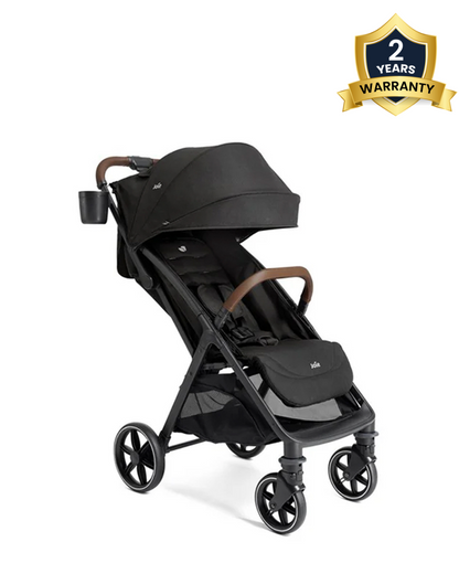 Joie Nutmeg Cabin Friendly Stroller-One Hand Fold-Near Flat Reclining Seat-Car Seat Compatible-2 Years Warranty-For 0 to 4Y (Upto 22 Kg)-Shale