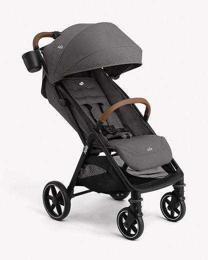 Joie Nutmeg Cabin Friendly Stroller-One Hand Fold-Near Flat Reclining Seat-Car Seat Compatible-2 Years Warranty-For 0 to 4Y (Upto 22 Kg)-Thunder