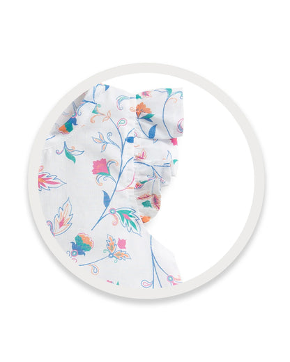 Tiny Twig White Bubble Romper-Floral Print-Organic Cotton-For Infants