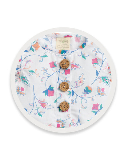 Tiny Twig White Bubble Romper-Floral Print-Organic Cotton-For Infants