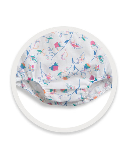 Tiny Twig White Bubble Romper-Floral Print-Organic Cotton-For Infants