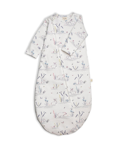 Tiny Twig Baby Sleeping Bag with Beanie-100% Organic Cotton-White-Hibernation-For Infants
