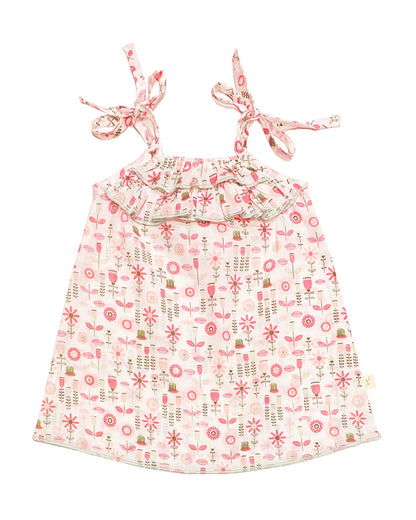 Tiny Twig White & Pastel Pink Top-Tulip Garden-Organic Cotton-For Infants