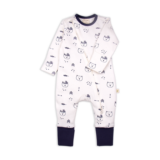 Tiny Twig White Sleepsuit-Bear Head-Organic Cotton-For Infants