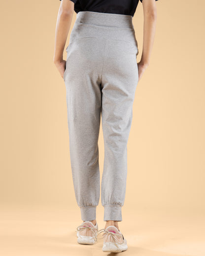 Wobbly Walk Grey Maternity Jogger-Solid Color-Cotton-Tight Fit-Bump Friendly