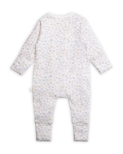 Tiny Twig White Sleepsuit-Snow Flakes-Organic Cotton-For Infants