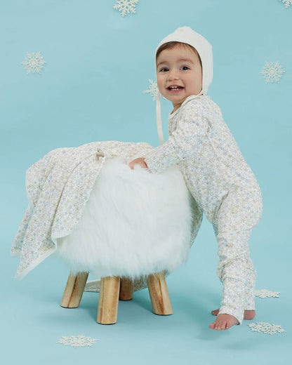Tiny Twig White Sleepsuit-Snow Flakes-Organic Cotton-For Infants