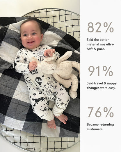 Tiny Twig White Sleepsuit-Snow Flakes-Organic Cotton-For Infants