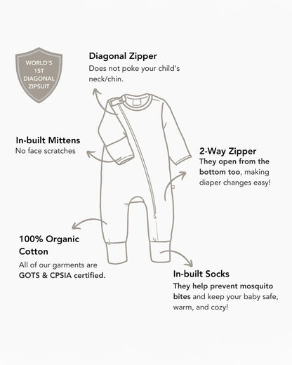 Tiny Twig White Sleepsuit-Snow Flakes-Organic Cotton-For Infants