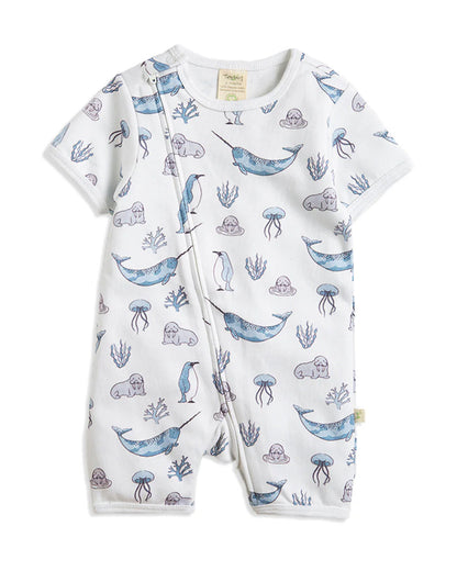 Tiny Twig White Half Romper-Atlantis-Organic Cotton-For Infants