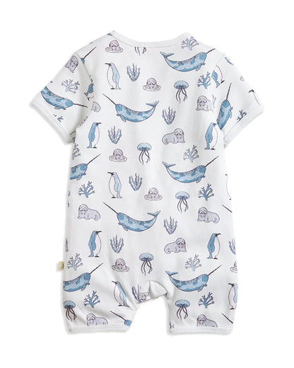 Tiny Twig White Half Romper-Atlantis-Organic Cotton-For Infants
