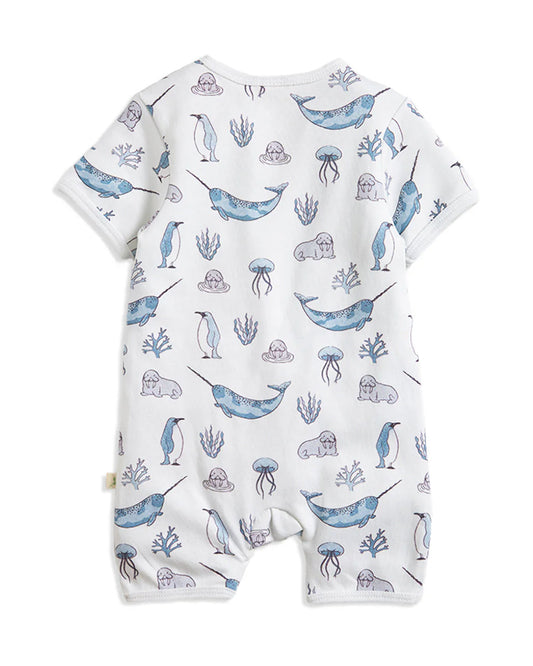 Tiny Twig White Half Romper-Atlantis-Organic Cotton-For Infants