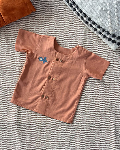 Bhaakur White & Brown Jhablas-Tulip & Bird-GOTS Certified Organic Cotton-Pack of 2-For Infants