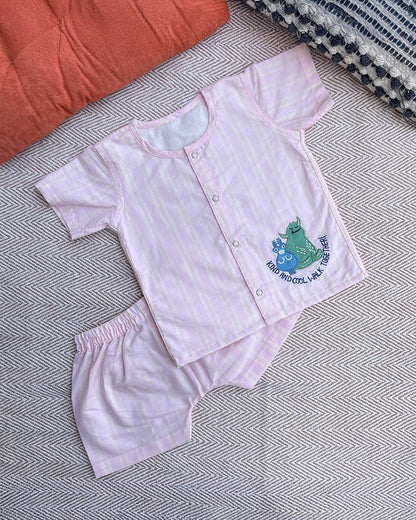 Bhaakur Pastel Pink Jhabla Set-Kind & Cool-GOTS Certified Organic Cotton-For Infants