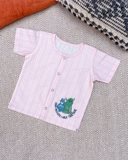 Bhaakur Pastel Pink Jhabla Set-Kind & Cool-GOTS Certified Organic Cotton-For Infants