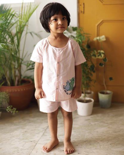 Bhaakur Pastel Pink Jhabla Set-Kind & Cool-GOTS Certified Organic Cotton-For Infants