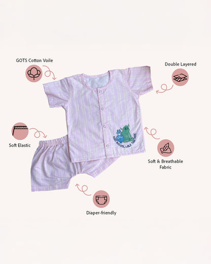 Bhaakur Pastel Pink Jhabla Set-Kind & Cool-GOTS Certified Organic Cotton-For Infants