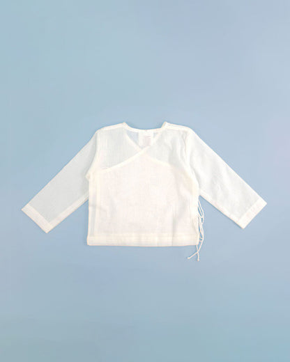 Keebee White Kimono Jhabla-Zebra Embroidered-Organic Cotton-For Infants