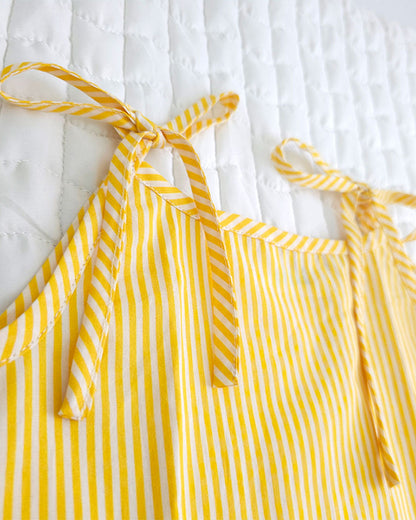 Keebee Yellow Shoulder Strap Dress-Striped-Organic Cotton-For Infants
